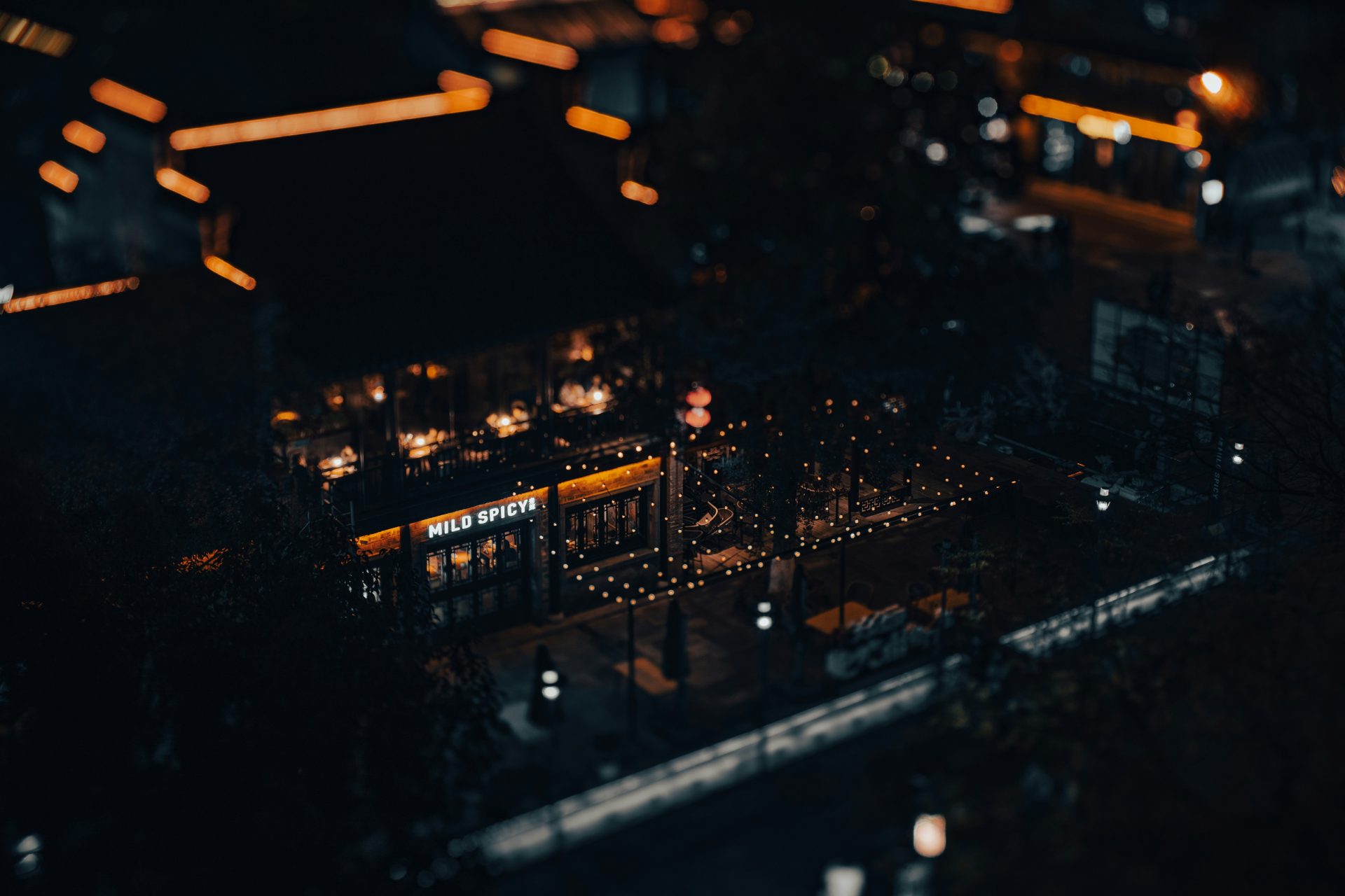 a city street at night